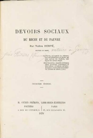 Devoirs sociaux du Riche et du Pauvre