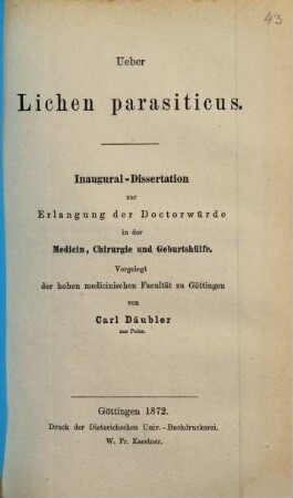 Ueber Lichen parasiticus