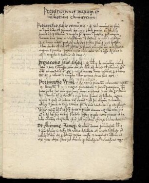 Praeparationes salium et mediorum chimicorum