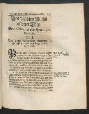 Des vierdten Buchs anderer Theil. Vom Criminal- oder Peinlichen-Process