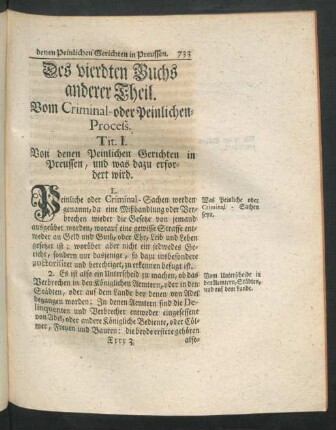Des vierdten Buchs anderer Theil. Vom Criminal- oder Peinlichen-Process