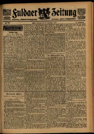 Erste Ausgabe vom Montag, den 19. Dezember 1904.