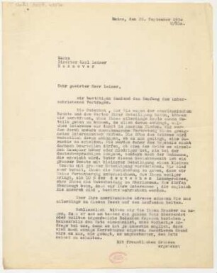Brief an Karl Leimer : 26.09.1930