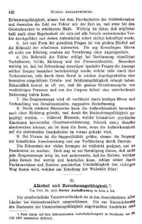 422-431, Alkohol und Zurechnungsfähigkeit
