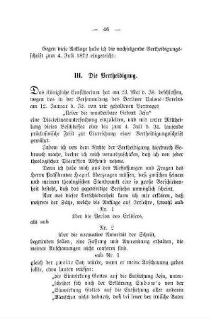 III. Die Vertheidigung