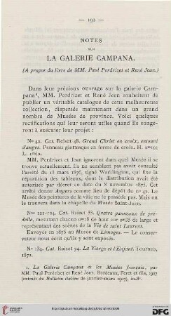 Notes sur La Galerie Campana