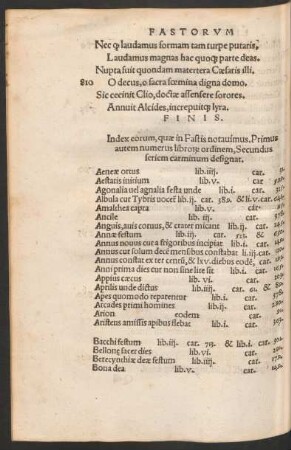 Index eorum, quae in Fastis notavimus ...