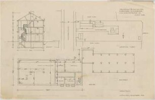 Döllgast, Hans; Englschalking; Schreinerei Benedikt Schabacker, Vollmannstraße 53/55 - Schnitt; Lageplan; Grundriss Keller