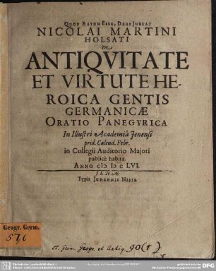 De antiquitate et virtute heroica gentis Germanicae
