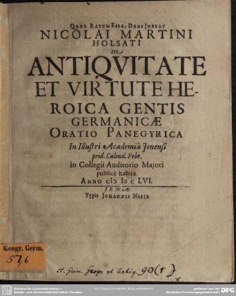 De antiquitate et virtute heroica gentis Germanicae