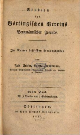 Studien des Göttingischen Vereins Bergmännischer Freunde. 1. 1824