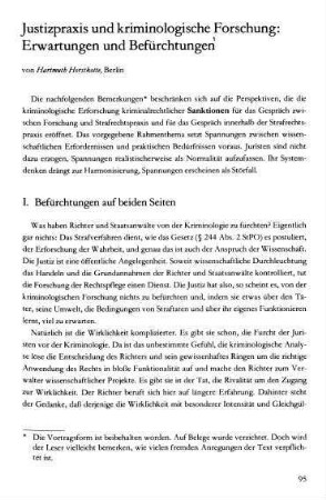 95-104, Justizpraxis und kriminologische Forschung: Erwartungen und Befürchtungen