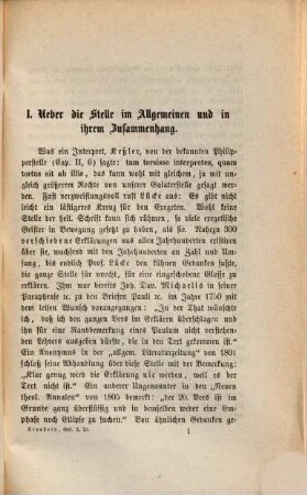 Exegetischer Versuch zur Erklärung der vielversuchten Stelle Galater 3, 20 : ein Conferenzvortrag