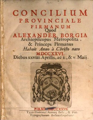 Concilium Provinciale Firmanum : anno 1727 celebratum