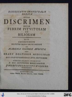 Discrimen Inter Febrim Pituitosam Et Biliosam.