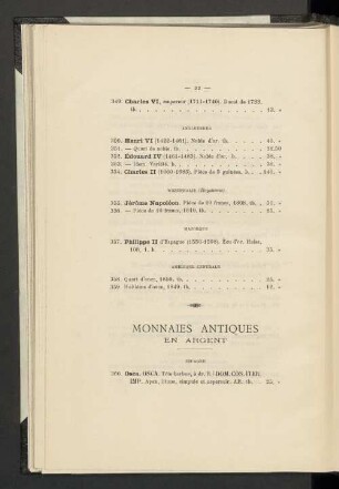 Monnaies antiques en argent