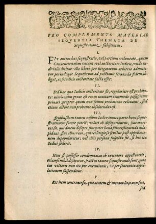 Pro Complemento Materiae Sequentia Themata De Sequestratione subiicimus.