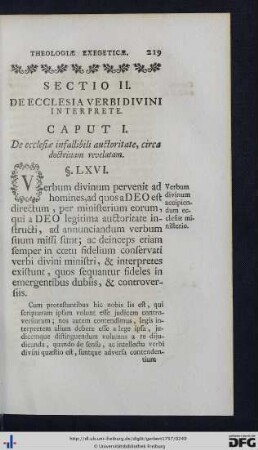 Sectio II. De Ecclesia Verbi Divini Interprete.