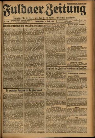 Ausgabe vom Donnerstag, den 06. Mai 1926.
