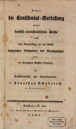 Consistorial-Verfassung in der deutsch-protestantischen Kirche