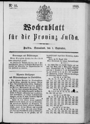 Nr. 35, Ausgabe vom 1. September 1855