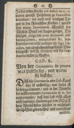 Cap. II. Von der Geomantia in genere was dieselbe sey, und worin sie bestehe