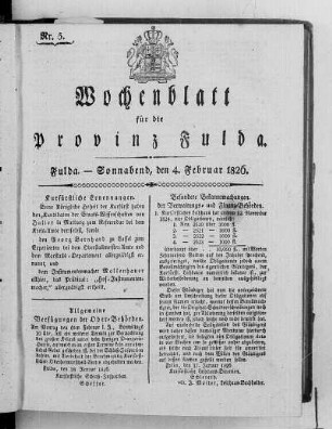 Nr. 5, Ausgabe vom 4. Februar 1826