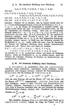 §. 16. Die identische Erfüllung einer Gleichung.