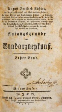 Anfangsgründe der Wundarzneykunst, 1