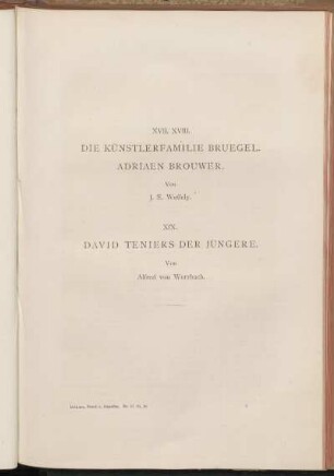 XVII. Die Künstlerfamilie Bruegel. Von J. E. Wessely.