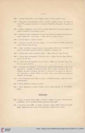 Sièges (Nr. 836 - 847)