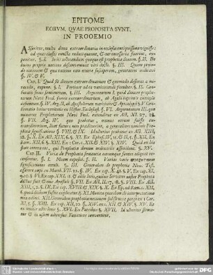 Epitome Eorum, Quae Proposita Sunt, In Prooemio