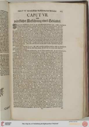 Caput VII. von würcklicher Aufführung eines Gebäudes