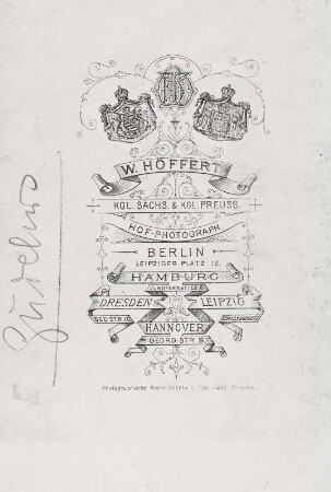 Fotografierückseite, Atelier Höffert, Berlin, 1874-1890