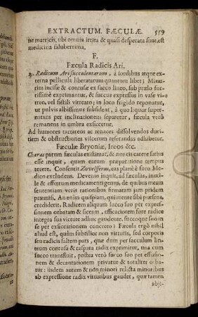 F. = Fæcula Radicis Ari – Flores Sulphuris ...