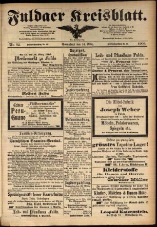 Zweite Ausgabe vom Samstag, den 14. März 1903.