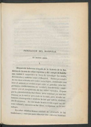 Fundación del Hospital en Buenos Aires.
