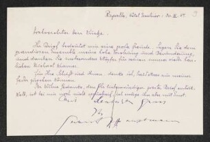Brief von Gerhart Hauptmann an Ingolf Kuntze