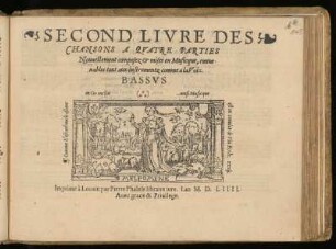 Second livre des chansons a quatre parties ... Bassus