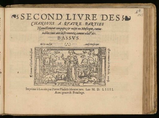 Second livre des chansons a quatre parties ... Bassus