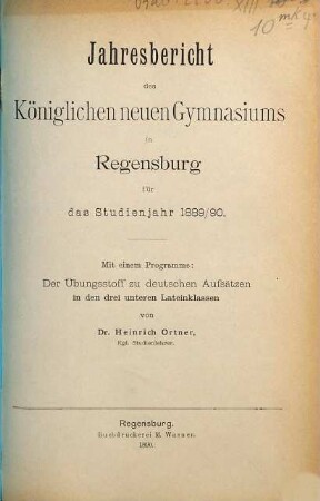 Jahresbericht : für das Schuljahr .... 1889/90