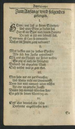 Zum Anfange wird folgendes gesungen.