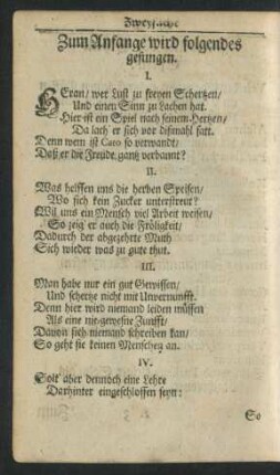 Zum Anfange wird folgendes gesungen.