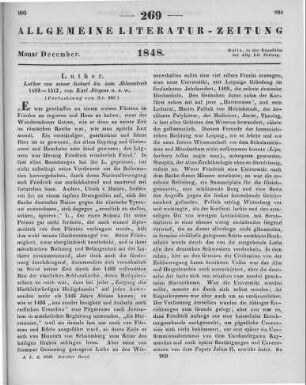 Jürgens, K. H.: Luther von seiner Geburt bis zum Ablaßstreite 1483-1517. Bd. 2-3. Leipzig: Brockhaus 1846 (Fortsetzung von Nr. 268)