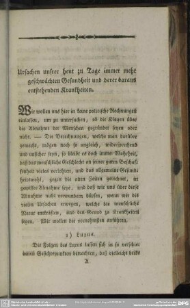 Ursachen unsrer heut zu Tage immer mehr geschwächten Gesundheit und derer daraus entstehenden Krankheiten