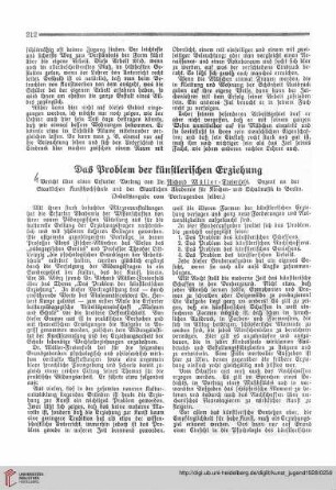 N.F. 8.1928 S. 212-214: Das Problem der künstlerischen Erziehung : Bericht über einen Erfurter Vortrag