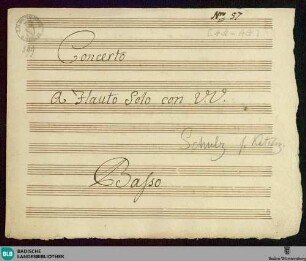 Concertos - Mus. Hs. 899 : fl, vl (2), b; G; GroF 818 GroF 195