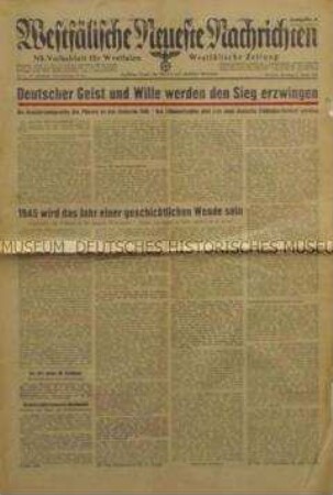 Regionale Tageszeitung "Westfälische Neuste Nachrichten" u.a. zur Neujahresansprache von Hitler