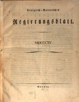 Königlich-Baierisches Regierungsblatt. 1815