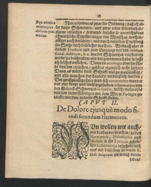 Caput II. De Dolore eiusque modo fiendi secundum Hermeticos.